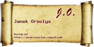 Janek Orsolya névjegykártya